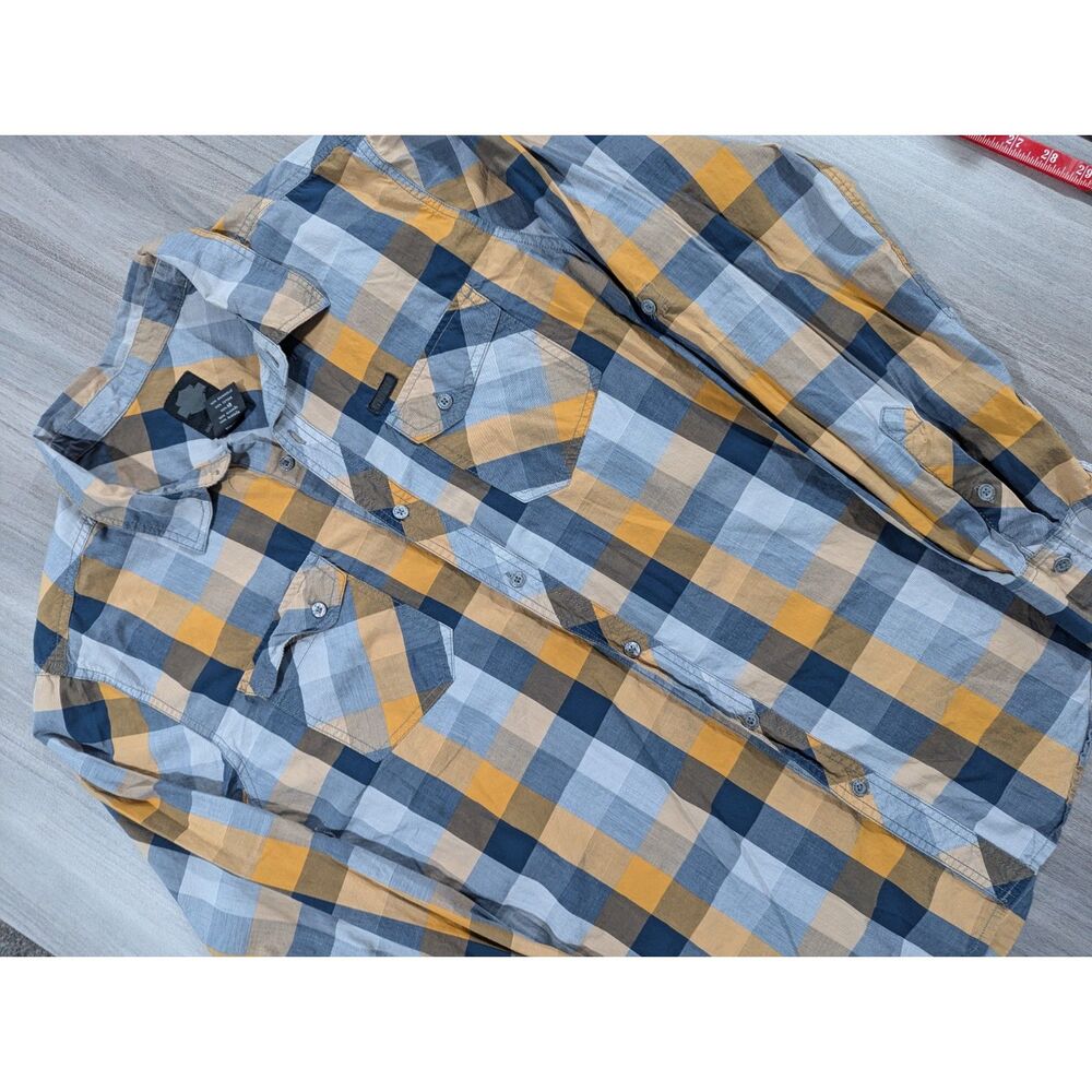 Harley-Davidson Men's Plaid Button Down Shirt Size XL Yellow Black, Yellow Grey
